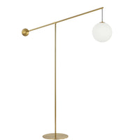 Dainolite - Lampe sur pied à incandescence transitionnelle Holly, 1 lumière, laiton vieilli et verre opale-Laiton vieilli