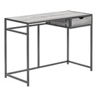 Monarch Specialties - 7217 Bureau 42 po - Gris/Metal Gris Fonce-Bureau d'ordinateur avec 1 petit tiroir de rangement avec une poignée découpée confortable et des glissières de tiroir en métal