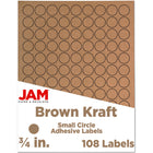 JAM Paper - Joints d'autocollants pour étiquettes circulaires - 0,75 pouce de diamètre - Kraft brun - Paquet de 108-Emballage anglais seulement