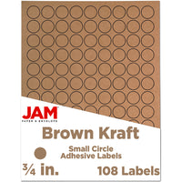 JAM Paper - Joints d'autocollants pour étiquettes circulaires - 0,75 pouce de diamètre - Kraft brun - Paquet de 108-Emballage anglais seulement