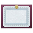 St. James – Porte-document de présentation pour cartes/certificat Elite Medallion, lin bourgogne avec médaillon or, paq./25-Luxueux médaillon en or gaufré en relief