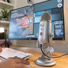Blue Yeti USB Condenser Microphone - Silver-Onboard audio controls: Headphone volume, pattern selection, instant mute, and mic gain put you in charge of every level of the audio recording and streaming process