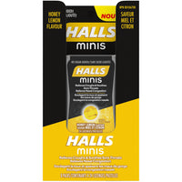 Halls Minis No Sugar Lot de 24 pastilles de toux au miel et au citron-Soulagez n'importe où Soulage la toux et apaise les maux de gorge.