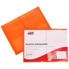 JAM Paper Enveloppes plastique format livret extensibles, fermeture à bande élastique, 9 3/4x2 5/8x13 po, orange, 12/paq.-4