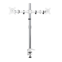 ShoppingAll - Support sur pied entièrement réglable pour deux écrans - Blanc-Peut accueillir un moniteur de 13 à 32 pouces et pesant jusqu'à 17,6 livres/8 kg, avec des trous de montage VESA de 75 mm x 75 mm ou 100 mm x 100 mm.