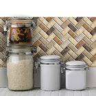 CTG Brands Herringbone Wall Tile, 10" x 10", Brown Stone, 6 Pack-Bricolage facile: il suffit de décoller la pellicule arrière et de coller les carreaux de dosseret auto-adhésifs à l'endroit souhaité sans colle supplémentaire, sans coulis, sans dégats et sans outils spéciaux ni expérience requis