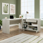 Sauder - La Collection Porto Palma Bureau avec Credence - Finition Haze Acacia-Peut être configure comme un bureau en L avec une credence à gauche ou à droite.