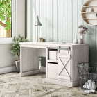 Ameriwood Home - Bureau d'ordinateur à piédestal simple Knox County Blanc - 131,8cm L x 76,2cm H x 60,9cm P - Rustique-Dimensions Globales: 131,8cm L x 76,2cm H x 60,9cm P