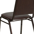 Flash Furniture – Chaise banquet empilable Hercules à dossier trapézoïdal avec structure cuivrée et vinyle brun, 4/pqt-Rembourrage en vinyle brun