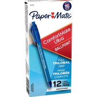 Paper Mate – Stylos à bille Flexgrip Elite – rétractable – 1,0 mm – bleu – paquet de 12  -Le cylinder triangulaire caoutchouté offre un confort inégalé