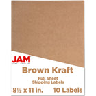 JAM Paper - Étiquettes d'expédition papier autocollant pleine page - 8 1/2 po x 11 po - Kraft brun - Paquet de 10-Emballage anglais seulement