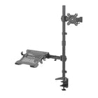 SHOPPINGALL Support extra haut entièrement ajustable pour double écran et ordinateur portable avec mât de 31,5 pouces pour ordinateur portable jusqu'à 17" Moniteurs jusqu'à 32" - SA-LH09L-Noir-[COMPATIBILITÉ UNIVERSELLE] Permet d'accueillir sans problème un moniteur de 13 à 32 pouces et un ordinateur portable de 10 à 17 pouces. Chaque bras robuste peut supporter jusqu'à 17,6 lb/8 kg et s'adapte aux appareils compatibles VESA 75 mm x 75 mm ou 100 mm x 100 mm.