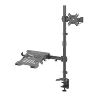 SHOPPINGALL Support extra haut entièrement ajustable pour double écran et ordinateur portable avec mât de 31,5 pouces pour ordinateur portable jusqu'à 17" Moniteurs jusqu'à 32" - SA-LH09L-Noir-[COMPATIBILITÉ UNIVERSELLE] Permet d'accueillir sans problème un moniteur de 13 à 32 pouces et un ordinateur portable de 10 à 17 pouces. Chaque bras robuste peut supporter jusqu'à 17,6 lb/8 kg et s'adapte aux appareils compatibles VESA 75 mm x 75 mm ou 100 mm x 100 mm.