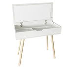 Danawares - Bureau Moderne avec Rangement - Blanc-Soulève le dessus du bureau pour y découvrir plusieurs rangements pour organiser ta papeterie