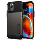 Coque Slim Armor Spigen pour iPhone 12 Pro Max - Gunmetal-La technologie Air Cushion réduit l'épaisseur du boîtier et améliore la protection.