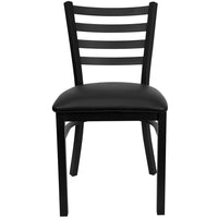Flash Furniture - Chaise de restaurant de la série HERCULES en métal noir avec dossier échelle - siège en vinyle noir-Ensemble de 2 chaises de salle à manger en métal