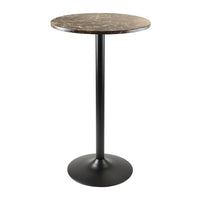Winsome – Table de bistro à hauteur de bar de la collection Cora, plateau à l’apparence de marbre, base noire-Base et pied en métal. Diamètre au sol de la base : 17,72 po