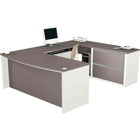 Bestar - Bureau de direction de la collection Connexion, 72 po, fini Ardoise et grès-Bord résistant aux chocs de luxe en PVC de 2,5 mm