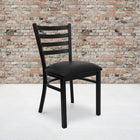 Flash Furniture - Chaise de restaurant de la série HERCULES en métal noir avec dossier échelle - siège en vinyle noir-Cadre en acier de calibre 18