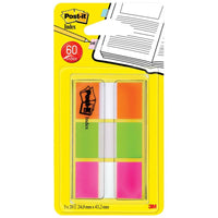 Post-it - Languettes, 1 po, rouge/orange/jaune, Paquet de 60-Pour marquer ou surligner pages importantes