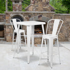 Flash Furniture – Ensemble avec table bistro et 2 tabourets, intérieur/extérieur, métal, blanc (CH31330B230GBWH)-L'ensemble comprend une table et 2 tabourets