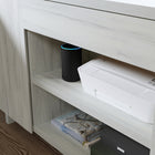 Sauder - La Collection Porto Palma Bureau avec Credence - Finition Haze Acacia-Rangement cache derriere la porte dote d'une etagere reglable.