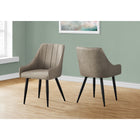 Monarch Specialties - 1188 Chaise - Tissu Taupe/Metal Noir - Paquet de 2-Les accoudoirs sont bas, le siège est profond et le dos est rembourré pour plus de confort et de soutien