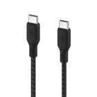 Belkin - Câble double tressage 100 W USB-C BoostCharge - 2,1 m (6,6') - Noir-Ce cordon USB-C vers USB-C est disponible en noir ou blanc et a été conçu pour durer, avec une tête de câble en aluminium anodisé durable et une conception de câble en nylon à double tresse qui a été testée pour sa résistance à plus de 25 000 plis et 10 000 branchements.