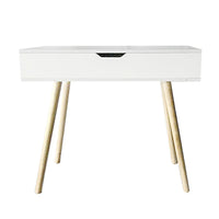Danawares - Bureau Moderne avec Rangement - Blanc-Bureau fait de placage de mélamine, avec la technologie de surfaçage de mélamine. Pattes faites de pin naturel