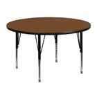 Flash Furniture – Table d’activités ronde, 48 po, dessus stratifié haute pression 1,25 po, pattes préscolaires réglables, chêne-Chêne laminé