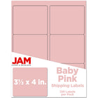 JAM Paper - Étiquettes d'adresse d'expédition - Grandes - 3 1/3 po x 4 po - Pastel rose bébé - Paquet de 120-Emballage anglais seulement