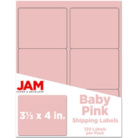 JAM Paper - Étiquettes d'adresse d'expédition - Grandes - 3 1/3 po x 4 po - Pastel rose bébé - Paquet de 120-Emballage anglais seulement