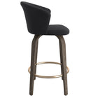 !nspire - Tabouret de comptoir moderne de 26 po en velours et en bois, noir-Capacite de poids d'environ 300 lb (136 kg)