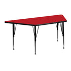 Flash Furniture – Table d’activités, trapèze, 24 x 48 po, stratifié haute pression 1,25 po, pattes préscolaires réglables, rouge-Stratifié, rouge