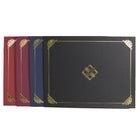 St. James - Porte-certificats/porte-documents - feuille d'or - finition lin - noir - paquet de 5-Papier de couverture de qualité supérieure, 230 g, texturé en lin avec un élégant motif de feuille d'or