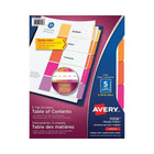 AveryMD – Intercalaires avec table des matières Ready IndexMD 11518, 5 onglets/ens, 6 ens/pqt-Plus solide de 3 façons pour durer plus longtemps