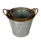 CTG Brands – Seaux de la collection Modern Farmhouse, paq./3, 10 po x 9,5 po, argent industriel -Matériau : métal galvanisé durable, résistant à la rouille