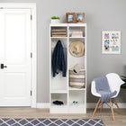 Prepac - Meuble de rangement étroit pour vestibule - blanc - ensemble de 2-Compartiment du centre de 56,5 po avec tablette amovible pour les grands articles