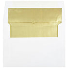 JAM Paper Enveloppes métalliques format livret à fermeture gommée, 5 1/4 x 7 1/4 po, blanc avec intérieur doré, paq./100-Blanc avec intérieur doré