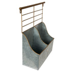 CTG Brands – Bac de rangement à 2 compartiments, collection Modern Farmhouse, avec support, 12 po x 15,5, argent industriel-Matériau : métal galvanisé durable, résistant à la rouille
