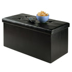 Winsome - Pouf Ashford 15 po x 29,9 po avec espace de rangement, similicuir, noir (20627)-Coté pour une capacité de jusqu'à 200 lb