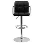 Flash Furniture – Tabouret de bar ajustable en vinyle matelassé noir avec pied et accoudoirs chromés (CH102029BK)-Tabouret de style contemporain
