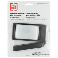 TRU RED - Loupes pliantes avec éclairage LED - 2 po x 3-1/2 po - Grossissement 2x - Noir-Idéale pour la correction d'épreuve ou autres travaux de précision