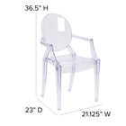Flash Furniture – Chaise Ghost avec accoudoirs, fini cristal transparent -Patins glisseurs protecteurs en caoutchouc