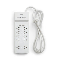 NXT Technologies - Dispositif antisurtension NX54318-CA NX54318, 10 prises, 2 ports USB, 6 pi, blanc-10 prises standard avec 2 ports USB-A (3,4 amp.)