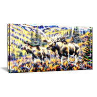 Designart – Orignal dans la forêt, 32 x16 po, imprimé sur toile (PT2459-32x16)-Impression