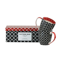 Tannex - Ensemble de tasses à motifs avec boîte-cadeau, noir, ensemble de 4, 17 oz-Ensemble de 4 tasses à motifs (17 oz) avec boîte-cadeau – (2 ensembles de 2 tasses dans une boîte-cadeau = 4 tasses au total)