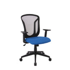 Brassex - Chaise de bureau Abel, noir/bleu-Hauteur réglable avec vérin hydraulique de 100 mm