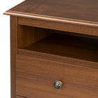 PrepacMC – Grande table de chevet à 2 tiroirs avec tablette ouverte de la collection Monterey, 28 po, cerisier-Tiroirs sur glissières en métal avec butées de sécurité intégrées