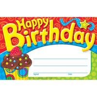 Prix ??de joyeux anniversaire Trend Enterprises, paquet de 180-Reconnaissez une journée spéciale une fois par an avec un certificat amusant et spécial.